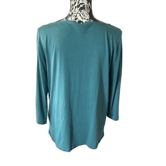 Garnet Hill Womens Green Lace Front Blouse Shirt Top Long Sleeve Medium - Picture 3 of 6